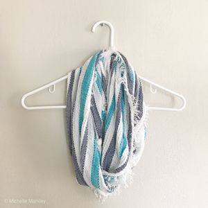 Blue Striped Infinity Scarf